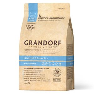 Сухой корм для домашних кошек Grandorf Skin&Care, белая рыба с индейкой, 400 г