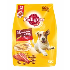 Сухой корм Pedigree для взрослых собак маленьких пород с говядиной, 600 г