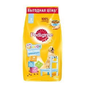 Сухой корм Pedigree для щенков всех пород с 2-х месяцев с курицей, 13 кг