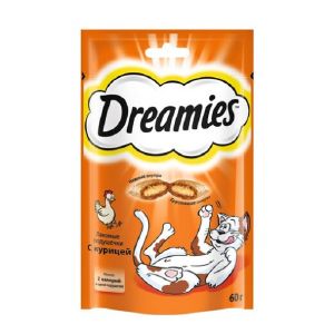Лакомые подушечки для кошек Dreamies с курицей 60 г