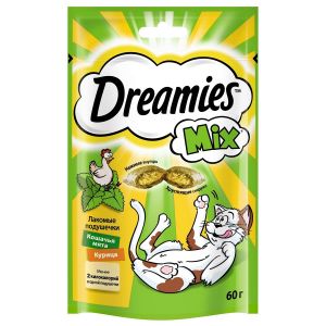 Лакомые подушечки для кошек Dreamies с курицей и мятой 60 г
