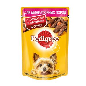 Влажный корм Pedigree для собак миниатюрных пород, говядина с овощами в соусе, пауч, 85 г