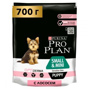Сухой корм для щенков мелких пород PRO PLAN Puppy Small&Mini Sensitive Skin лосось с рисом 700 г