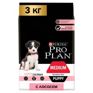 Сухой корм для щенков средних пород ProPlan лосось с рисом 3 кг