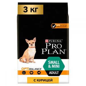 Сухой корм для собак мелких пород PRO PLAN Adult Small&Mini OptiBalance курица с рисом 3 кг