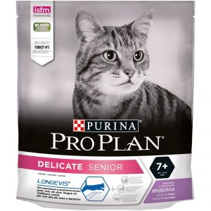 Сухой корм для кошек с чувствительным пищеварением старше 7 лет ProPlan Индейка 400 г