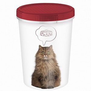Контейнер для корма и лакомств Lucky Pet 1,6 л Кошки, бордовый