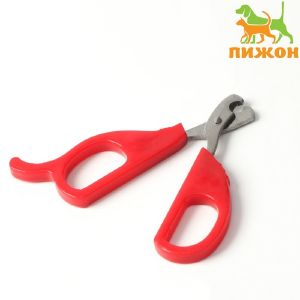 Ножницы-когтерезы малые с упором для пальца, красные   6960804