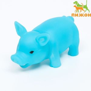Игрушка пищащая «Маленький поросенок» для собак, 9 см, голубая   7121454