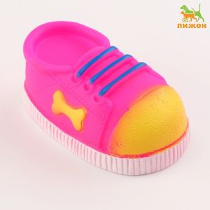 Игрушка пищащая «Ботинок» для собак, 9,5 см, розовая с желтым