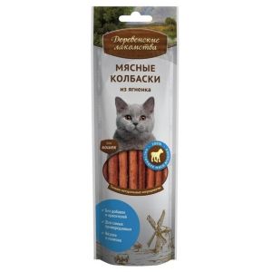Деревенские лакомства для кошек Мясные колбаски из ягненка, 45г