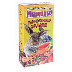 Корм зерновой «Мышильд» для декоративных кроликов, морковная забава, 400 г, коробка