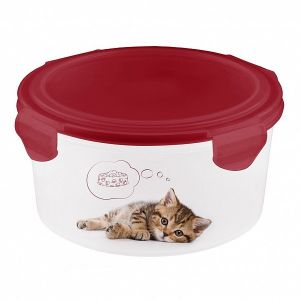 Контейнер для корма и лакомств Lucky Pet 0,55 л Кошки, бордовый