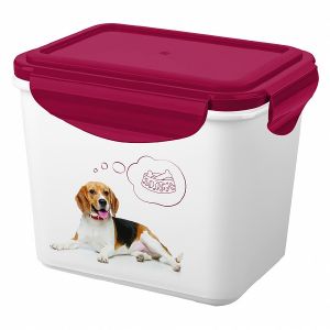 Контейнер для корма и лакомств с декором Lucky Pet 0,9 л Собаки, бордовый