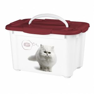 Контейнер для корма с декором Lucky Pet 5,5 л Кошки, бордовый