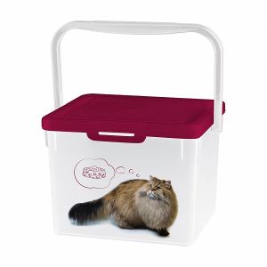 Контейнер для корма Lucky Pet 5,3 л Кошки, бордовый