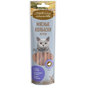 Деревенские лакомства для кошек Мясные колбаски из утки, 45 г