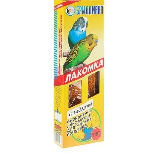 Лакомка «Бриллиант» для птиц, медовый бисквит, 2 шт, 60 г