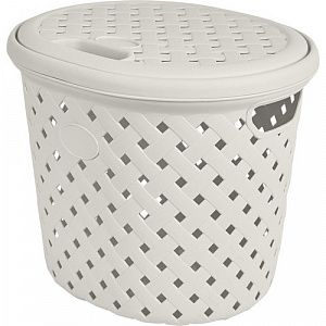 Корзина для белья Plast Team Rattan 14 л 325х280х280 мм молочный туман