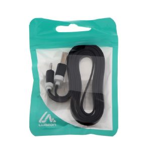 Кабель LuazON, microUSB - USB, 1 А, 1 м, плоский, чёрный