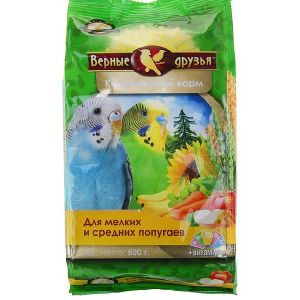 Корм «Верные друзья» для мелких и средних попугаев, 500 г