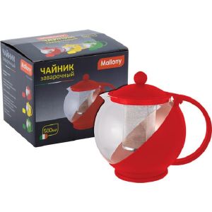 Чайник заварочный MALLONY VARIATO 500 мл, пластиковый корпус, фильтр нерж.сталь, цвета в ассорт.
