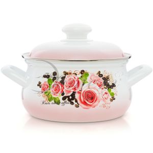 Кастрюля эмалированная Розы и кофе грушевидная 4,5 л ЭТ-71603