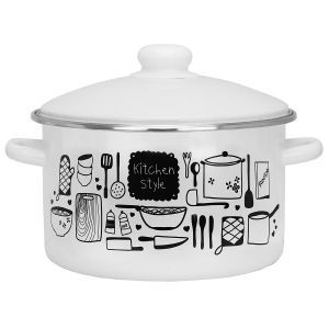 Кастрюля эмалированная цилиндрическая Kitchen 4,0 л мет/об 01-Б1614/4М