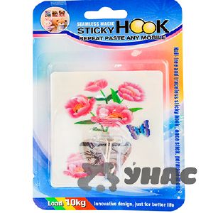 Крючок наклейка 1 шт Цветочки блистер NA1050-1