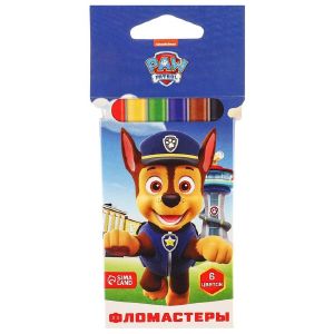 Фломастеры «Щенячий патруль», 6 цветов, вентилируемый колпачок   9631826