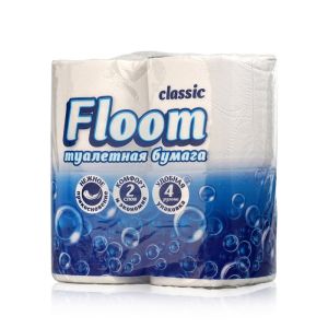 Туалетная бумага Floom 2х-слойная , белая 4 шт