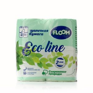 Туалетная бумага Floom 2х-слойная , салатовая 4 шт