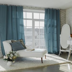 Штора портьерная Этель 130х280 см, Дамаск TEAL SOLID, 100% пэ