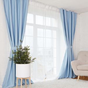 Штора портьерная «Этель» 200x250 см, цвет голубой, блэкаут, 100% п/э