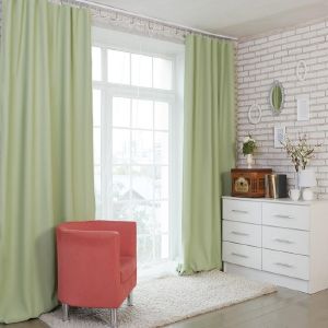 Штора портьерная «Этель» 200x250 см, цвет мятный, блэкаут, 100% п/э
