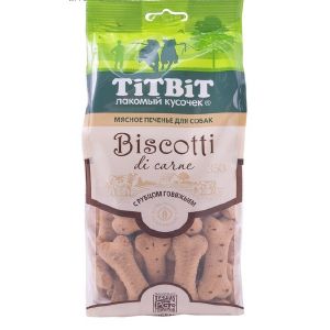 Печенье мясное TitBit Biscotti для собак, с рубцом говяжьим, 350 г 5008814