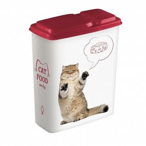 Контейнер для корма и лакомств с декором Lucky Pet 0,9 л Кошки бордовый 434212121
