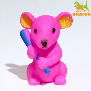 Игрушка пищащая «Мышь» для собак, 9 см, розовая   7442173