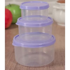Набор контейнеров пищевых 3шт 0,15 0,3 0,5л круглый, цвет сиреневый 3637596