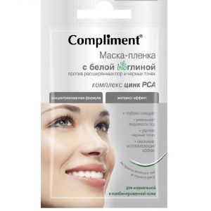 Маска-пленка для лица Compliment с белой bio глиной, против расширенных пор, 9 гр