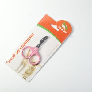 Ножницы-когтерезы изогнутые с прорезиненными ручками, отверстие 6 мм, розовые   6960810