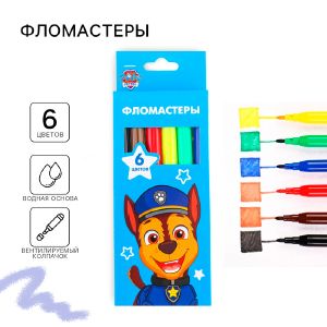 Фломастеры, 6 цветов, в картонной коробке, Paw Patrol   7665892