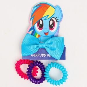 Набор для волос заколка+резинки 3 шт «Радуга Деш», My little Pony