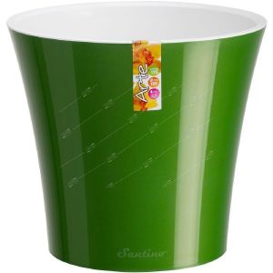 [049100] ГОРШОК «АРТЕ» 2 л. зелёное золото-бел d-15 h-15 см