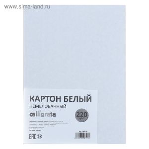 Картон белый А5, 6 листов, 220 г/м2 Calligrata, немелованный, ЭКОНОМ