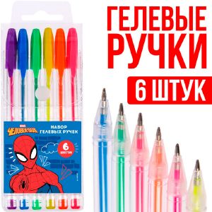 Набор гелевых ручек, 6 цветов, Человек-паук   7345801