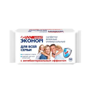 Влажные салфетки «Эконом» Smart, для всей семьи, антибактериальные, 100 шт