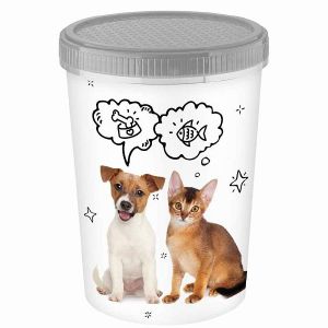 [434211611] КОНТЕЙНЕР ДЛЯ КОРМА И ЛАКОМСТВ С ДЕКОРОМ LUCKY PET 1.6Л (Серый)