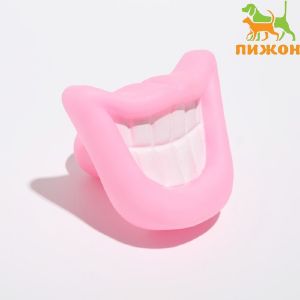 Игрушка пищащая «Улыбка» для собак, 9 см, розовые губы Пижон
