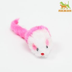 Игрушка для кошек «Малая мышь» двухцветная, 5 см, белая/розовая